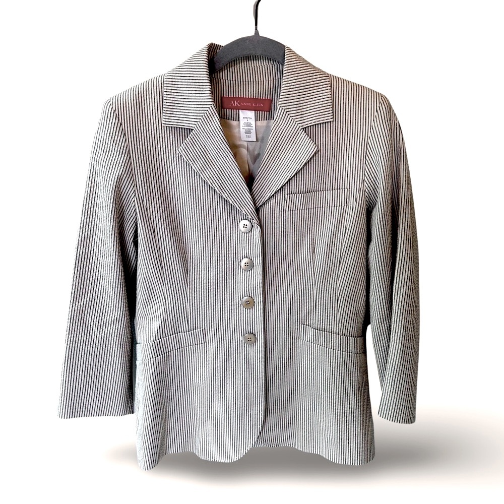 Anne Klein Neutral Pinstripe Blazer